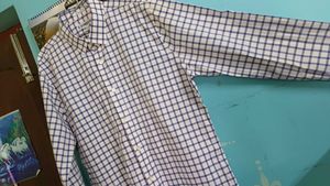 Men's Blue Checkered Long Sleeve Shirt