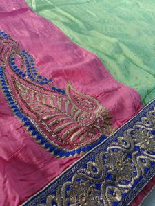 Pink &amp; Green Embroidered Lehenga Choli
