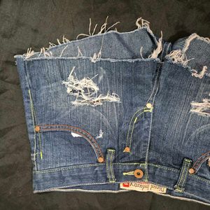 low waist Diesel Industry Distressed Denim Shorts