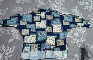Blue And White Printed Top 💙