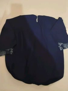 Elegant Navy Blue Embroidered Blouse