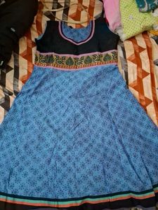 Blue Printed Anarkali Kurta
