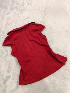 Chic Red Button-Up Top