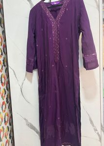 Libas Elegant Purple Embroidered Kurta
