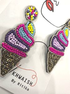 Fun Ice Cream Cone Beaded Earrings