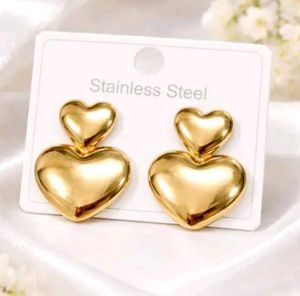 Gold Heart Dangle Earrings