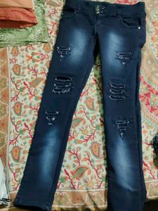 Stylish Ripped Blue Jeans