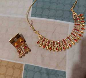 Red &amp; Gold Tone Necklace