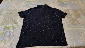 Men's Navy Blue Polo T-Shirt with Small Pattern