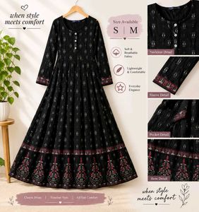 Elegant Black Printed Anarkali Gown