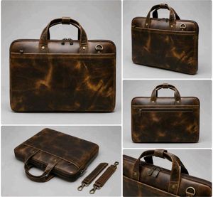 Stylish Green Leather Briefcase | Laptop Bag