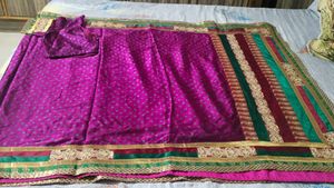beautiful purple bandhani sari with blouse