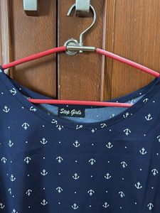 Navy Anchor Print Top