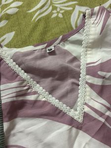 Stylish Pink Floral Print Kurta