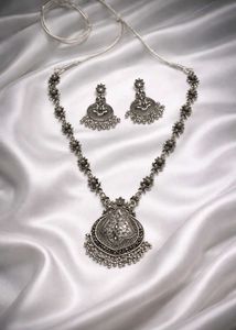 oxidised silver jewellery set.