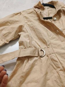 Chic Khaki Button-Up Shirt Dress