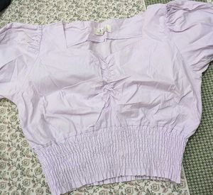 Chic Lavender Ruched Crop Top