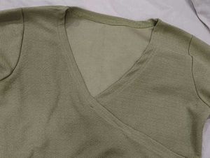 Olive Green Bell Sleeve Crop Top