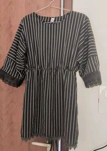 Black &amp; White Striped Mini Dress