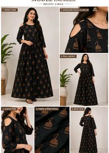 Stylish Cold Shoulder Ethnic Gown