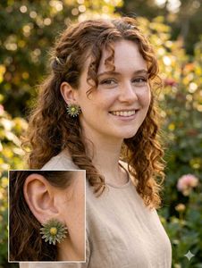 Daisy Flower Earrings (green)