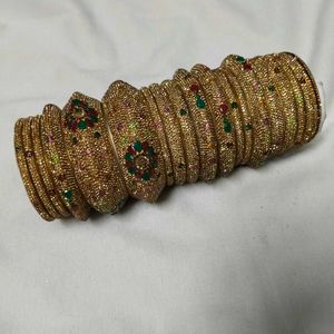 Sparkling Gold Bangles with Colorful Stones