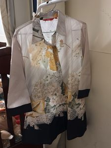 Exquisite Floral Print Kimono-Style co ord set