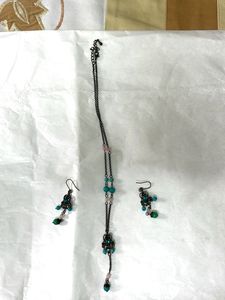 Sea green Turquoise Delicate Pendant Earring Oxidi