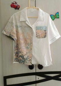 Artistic Print Button-Up Shirt
