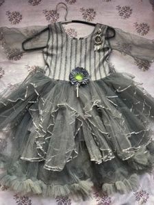 Sparkling Grey Party Gown for Girls