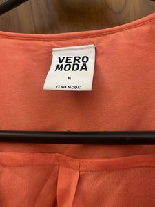 Vero Moda Orange Pleated V-Neck Top