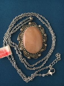 Vintage natural agate Silver Necklace