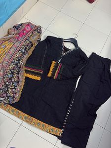 black chikankari kurta set