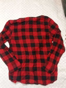 Men's Red &amp; Black Flannel Hooded Shirt