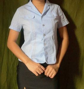 Light Blue Striped Button-Up Shirt