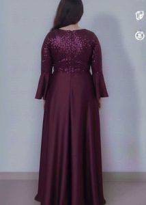 Burgundy Sequin Sleeve gown Dress