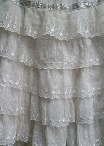 White Tiered Lace Embroidered Skirt