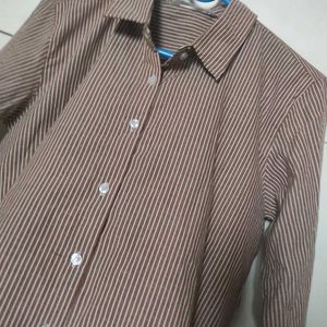 Striped Brown Shirt For Women
