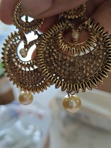 Exquisite Gold-Toned Jhumka Earrings