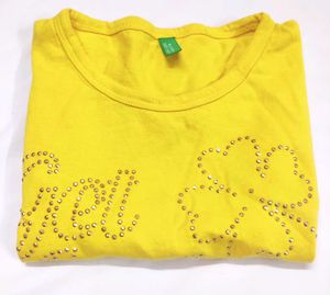 🇬🇧Baby Girls Bright Yellow "Get Lucky" Top