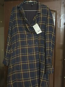 Zara Plaid Longline Overshirt