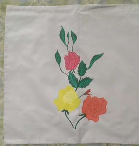 Hand-Painted Floral Cushion Cover