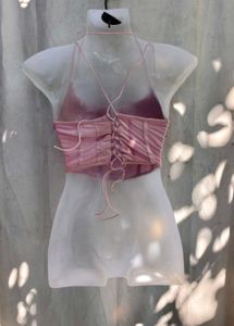 211110. Pink Corset Style Halter Top