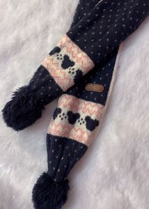 Cozy Navy Scarf with Heart Pattern