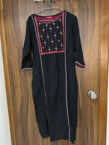 Embroidered Black Kurta