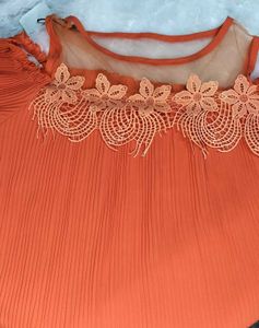 Vibrant Orange Cold Shoulder Top