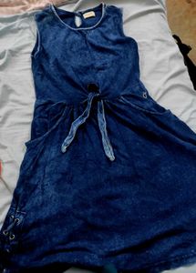 Blue Denim Tie-Front Dress