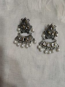 Elegant Oxidized Silver Jhumka Earrings