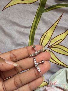 Sparkling Cluster Stud piercing steel Earrings