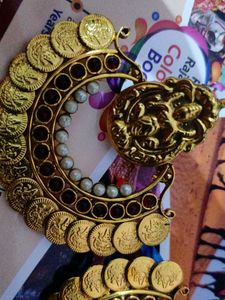 18K Gold-Plated  Lakshmi Coin Jhumka Earrings